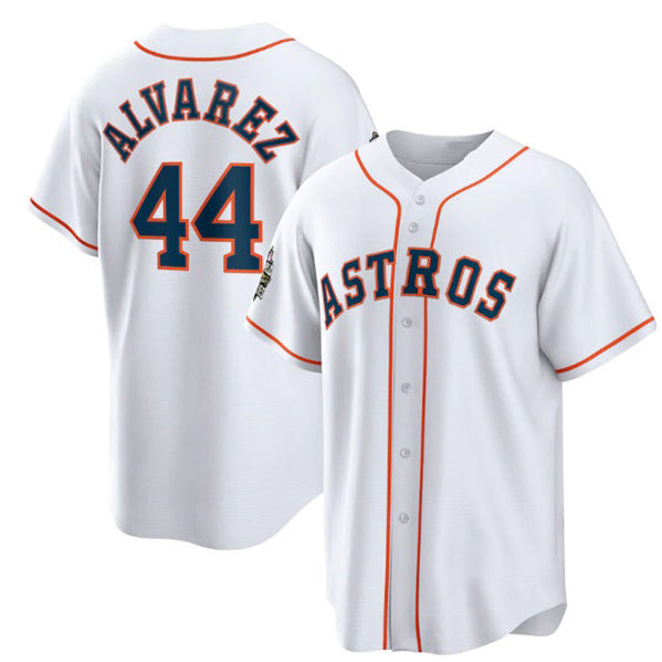Houston Astros #44 Yordan Alvarez White FEDASGOGE 2022 World Series Home Stitched Jersey