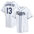 Tampa Bay Rays #13 Junior Caminero White FEDASGOGE Home Replica Jersey