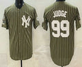 New York Yankees #99 Aaron Judge Olive FEDASGOGE Pinstripe 2026 Armed Forces Day Salute To Service Jersey