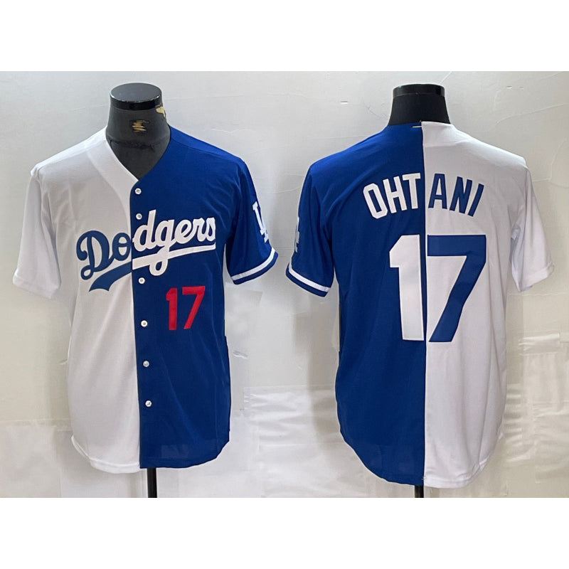 Los Angeles Dodgers #17 Shohei Ohtani Number White Blue FEDASGOGE Two Tone Stitched Jersey 2