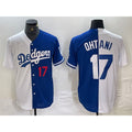 Los Angeles Dodgers #17 Shohei Ohtani Number White Blue FEDASGOGE Two Tone Stitched Jersey 2