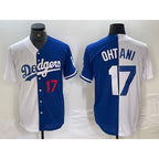 Los Angeles Dodgers #17 Shohei Ohtani Number White Blue FEDASGOGE Two Tone Stitched Jersey 2
