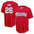 Miami Marlins #26 Janson Junk Player Red FEDASGOGE City Connect Home Game Stitched Jerseys