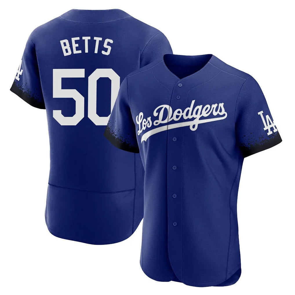 Los Angeles Dodgers #50 Mookie Betts Player Royal FEDASGOGE City Connect Elite Home Stitched Jerseys