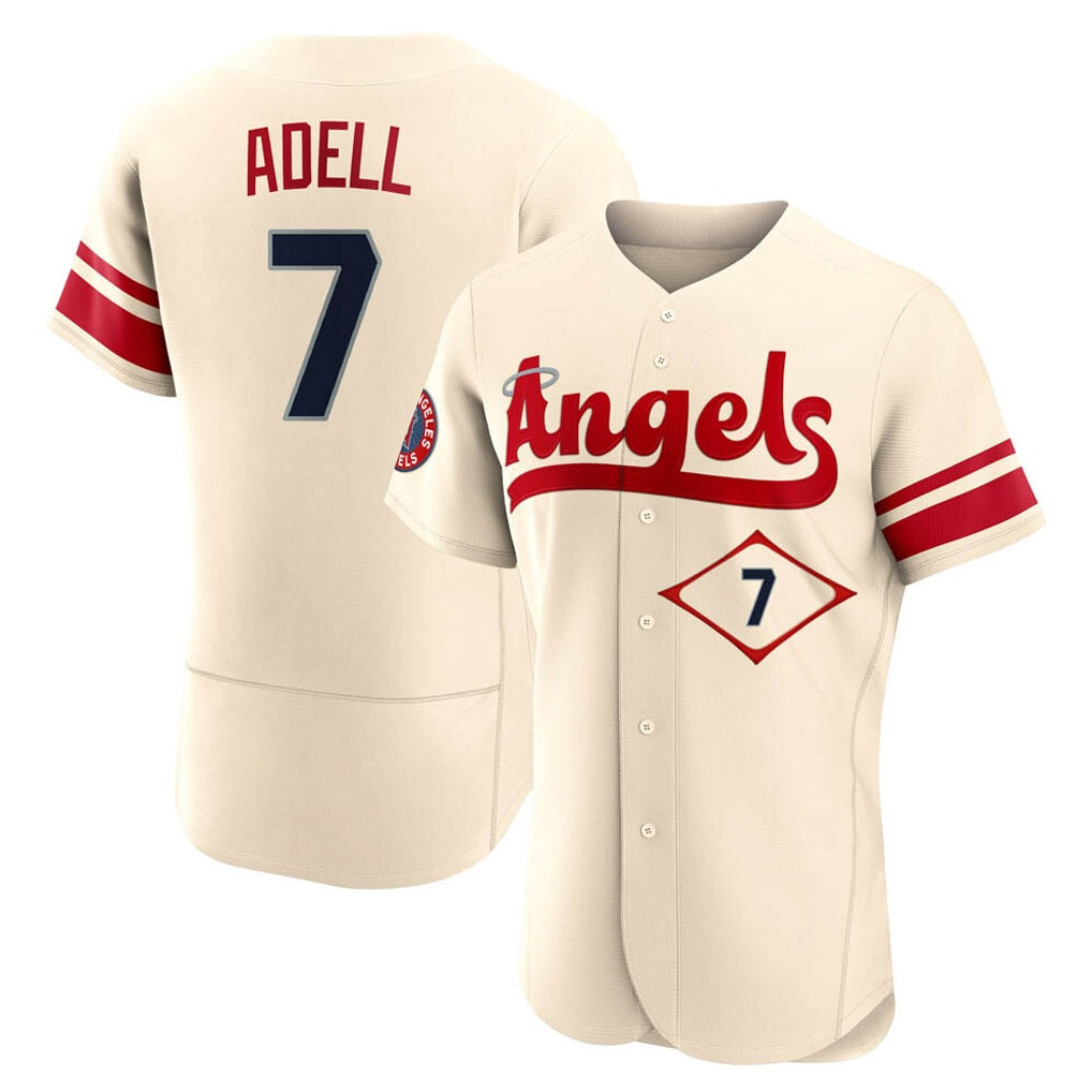 Los Angeles Angels #7 Jo Adell Player Cream FEDASGOGE City Connect Limited ELite Home Stitched Jerseys