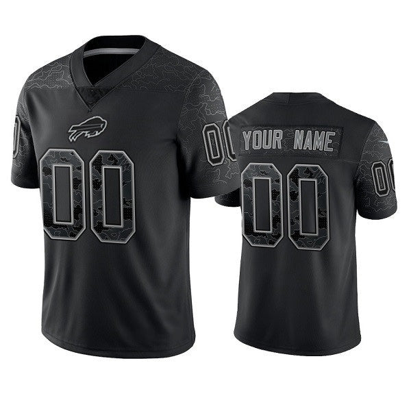 Custom B.Bills Active Player Black FEDASGOGE Reflective Limited Stitched Jersey