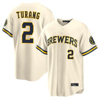 Milwaukee Brewers #2 Brice Turang Player Cream FEDASGOGE Home Limited Stitched Jerseys