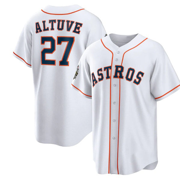 Houston Astros #27 Jose Altuve White FEDASGOGE 2022 World Series Home Stitched Jersey