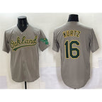 Oakland Athletics #16 Nick Kurtz Grey FEDASGOGE Cool Base Stitched Baseball Jersey