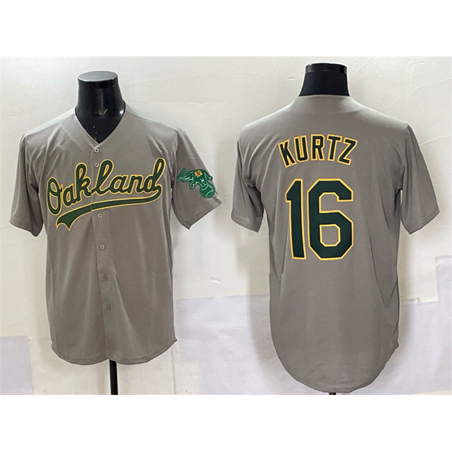 Oakland Athletics #16 Nick Kurtz Grey FEDASGOGE Cool Base Stitched Baseball Jersey
