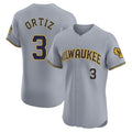 Milwaukee Brewers #3 Joey Ortiz Player Gray FEDASGOGE Home Limited Elite Stitched Jerseys
