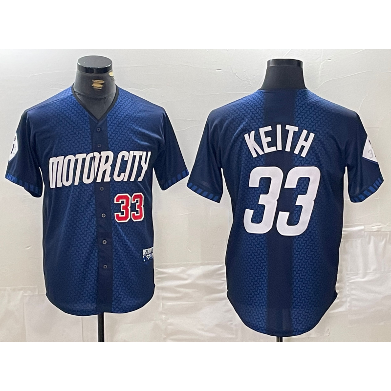 Detroit Tigers #33 Colt Keith 2024 Navy FEDASGOGE City Connect Cool Base Limited Stitched Jerseys
