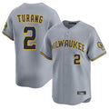 Milwaukee Brewers #2 Brice Turang Player Gray FEDASGOGE Home Limited Stitched Jerseys