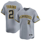 Milwaukee Brewers #2 Brice Turang Player Gray FEDASGOGE Home Limited Stitched Jerseys