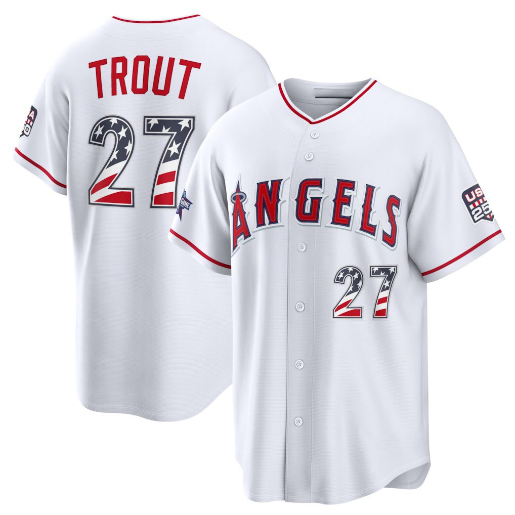 Los Angeles Angels #27 Mike Trout 2026 All-Star Edition Stars & Stripes White FEDASGOGE Stadium Jersey