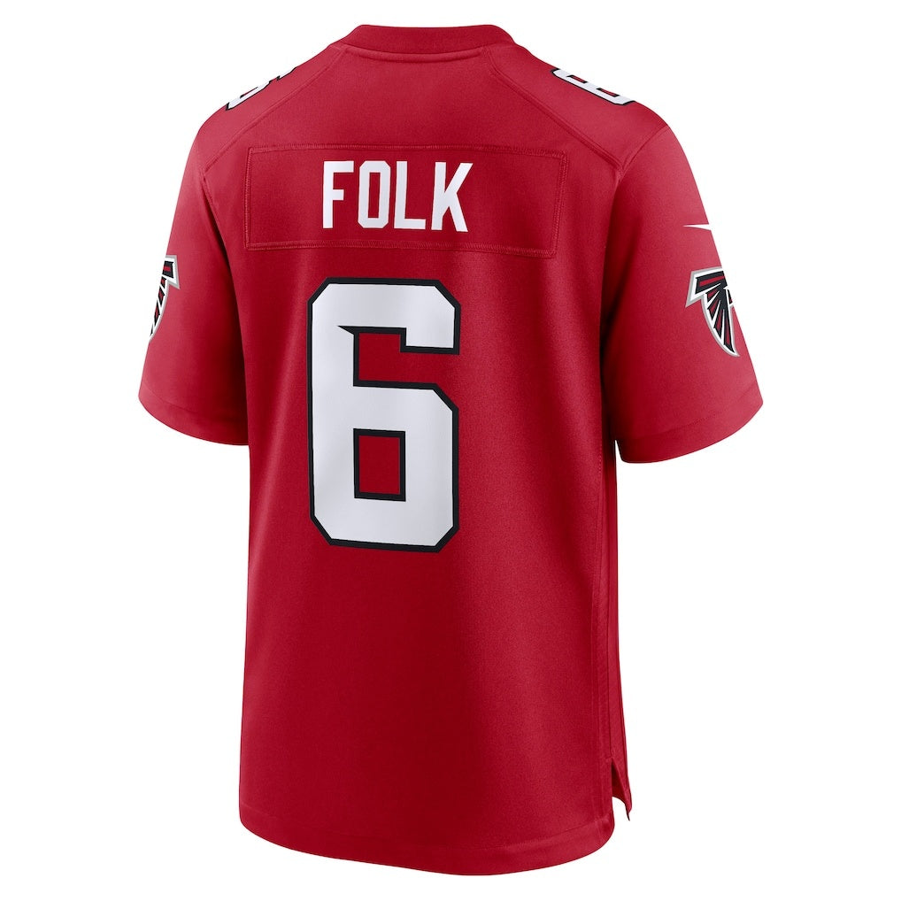 A.Falcons #6 Nick Folk Red FEDASGOGE Team Game Jersey