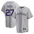 Colorado Rockies #27 Jordan Beck Player Gray FEDASGOGE Game Home Stitched Jerseys
