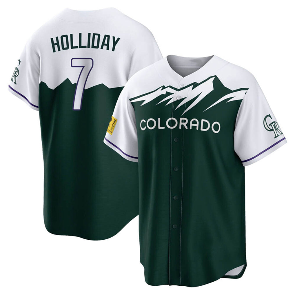 Colorado Rockies #7 Matt Holliday Player Green FEDASGOGE City Connect Home Game Stitched Jerseys