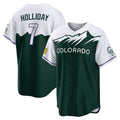 Colorado Rockies #7 Matt Holliday Player Green FEDASGOGE City Connect Home Game Stitched Jerseys