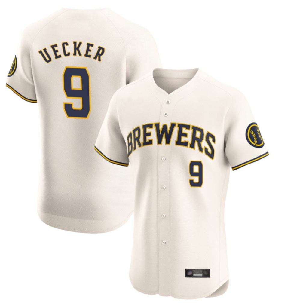 Milwaukee Brewers #9 Bob Uecker Player Cream FEDASGOGE Home Limited Elite Stitched Jerseys