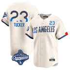 Los Angeles Dodgers #23 Kyle Tucker Player Cream FEDASGOGE World Series Meet City Connect Limited Home Stitched Jerseys