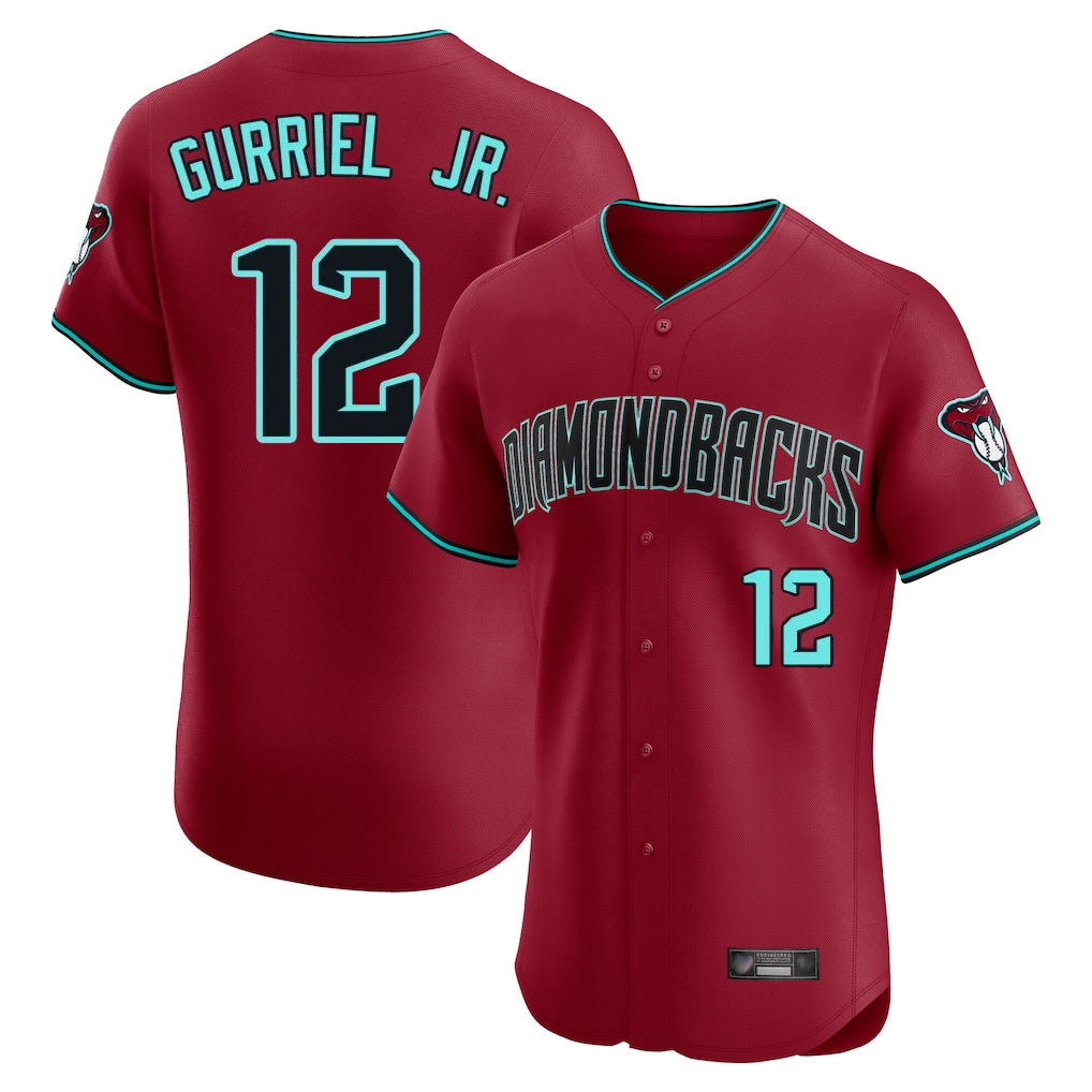 Arizona Diamondbacks #12 Lourdes Gurriel Jr Player Red FEDASGOGE Limited Elite Home Game Stitched Jerseys