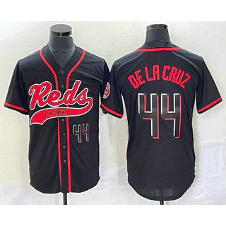 Cincinnati Reds #44 Elly De La Cruz Number Black FEDASGOGE With Patch Cool Base Stitched Jersey