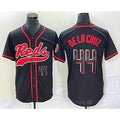 Cincinnati Reds #44 Elly De La Cruz Number Black FEDASGOGE With Patch Cool Base Stitched Jersey