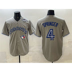 Toronto Blue Jays #4 George Springer Gray FEDASGOGE 2025 World Series Cool Base Stitched Jersey