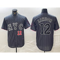 New York Mets #12 Francisco Lindor Number Grey FEDASGOGE 2024 City Connect Cool Base Stitched Jerseys