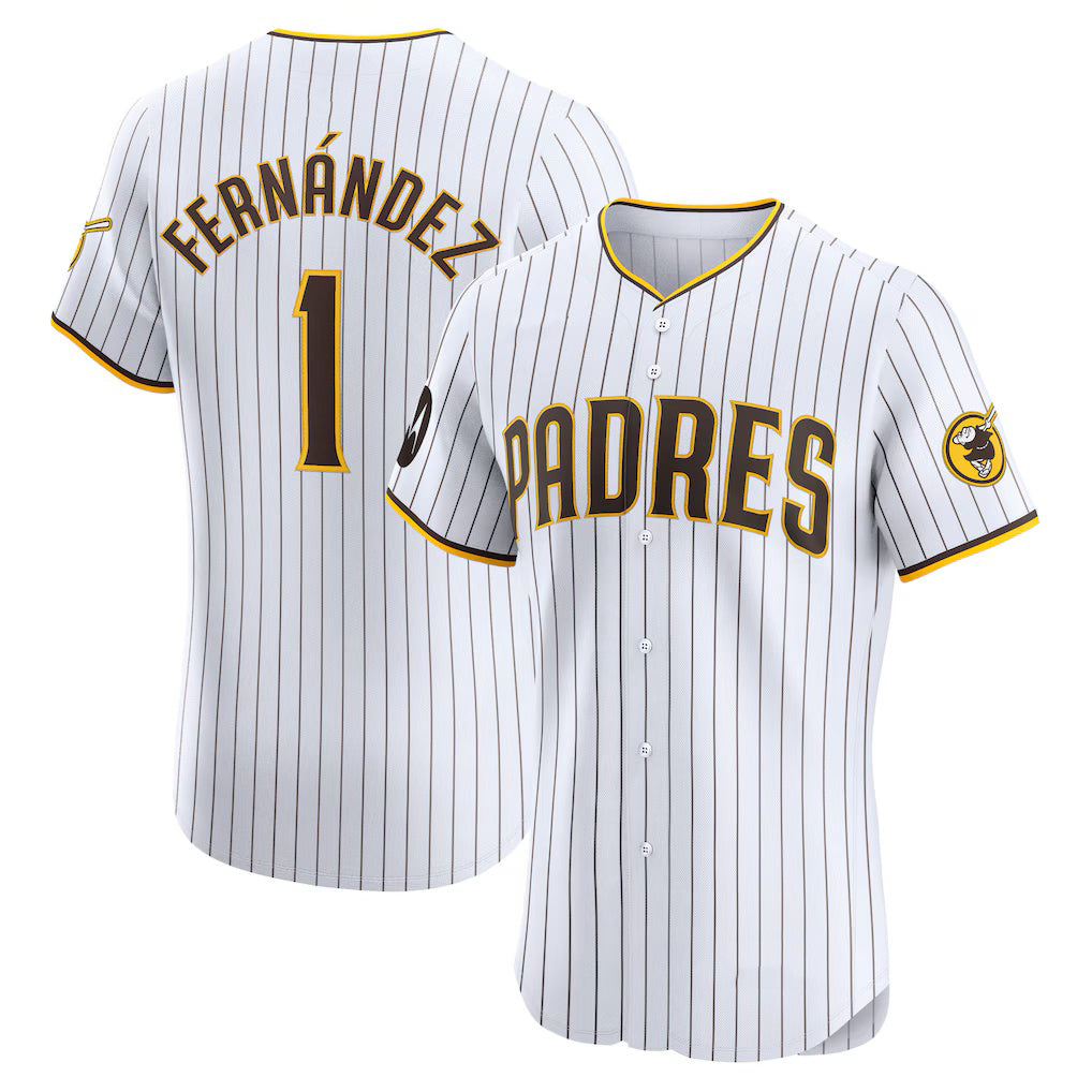 San Diego Padres #1 Tony Fern¨¢ndez White FEDASGOGE Home Elite Sponsor Patch Player Jersey