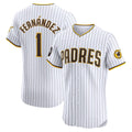 San Diego Padres #1 Tony Fern¨¢ndez White FEDASGOGE Home Elite Sponsor Patch Player Jersey
