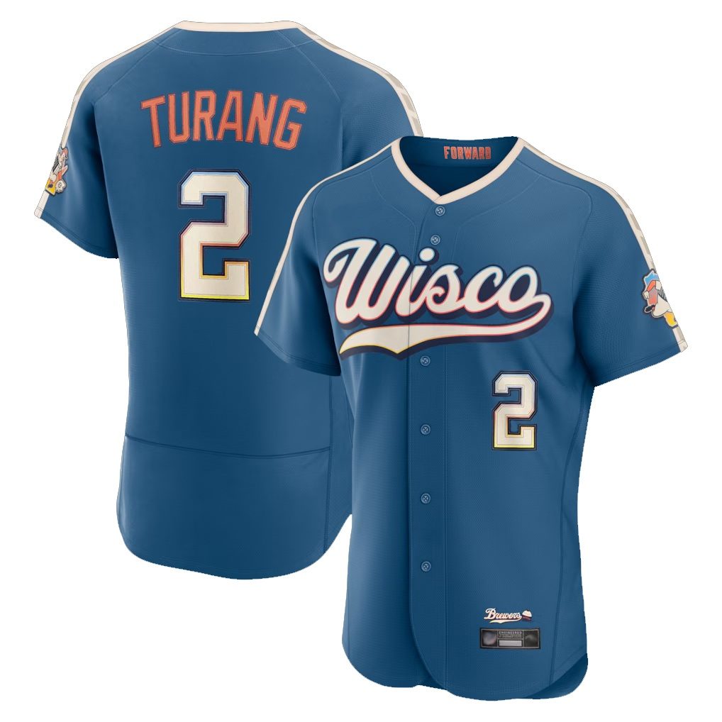 Milwaukee Brewers #2 Brice Turang Player Blue FEDASGOGE 2026 City Connect Home Limited Elite Stitched Jerseys