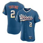 Milwaukee Brewers #2 Brice Turang Player Blue FEDASGOGE 2026 City Connect Home Limited Elite Stitched Jerseys