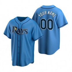 Custom Tampa Bay Rays Light Blue FEDASGOGE Stitched Cool Base Jersey