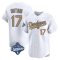 Los Angeles Dodgers #17 Shohei Ohtani Player White Gold FEDASGOGE World Series Meet Collection Limited Home Stitched Jerseys
