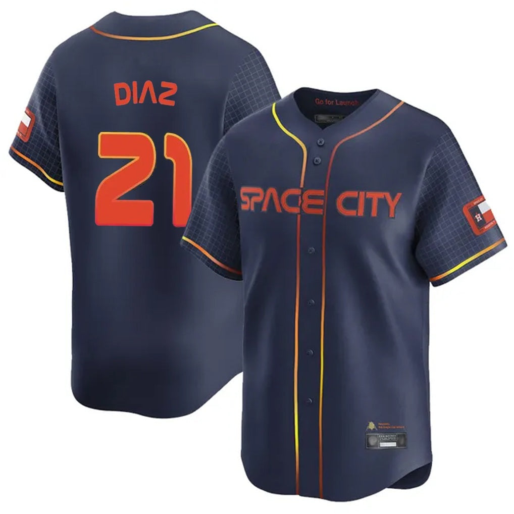Houston Astros #21 Yainer Diaz Player Navy FEDASGOGE City Connect Home Limited Stitched Jerseys