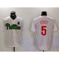 Philadelphia Phillies #5 Bryson Stott White Green FEDASGOGE Cool Base Stitched Jersey 2