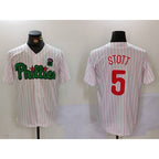 Philadelphia Phillies #5 Bryson Stott White Green FEDASGOGE Cool Base Stitched Jersey 2
