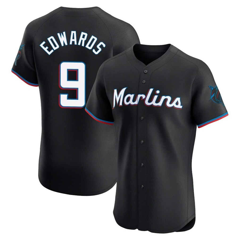 Miami Marlins #9 Xavier Edwards Player Black FEDASGOGE Vapor Home Limited Elite Stitched Jerseys
