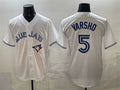 Toronto Blue Jays #5 Daulton Varsho White FEDASGOGE 2025 Cool Base Stitched Jersey