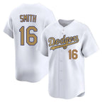 Los Angeles Dodgers #16 Will Smith Player White Gold FEDASGOGE Collection Limited Home Stitched Jerseys