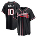 Atlanta Braves #10 Chipper Jones Player Black FEDASGOGE Fashion Out Game Stitched Jerseys