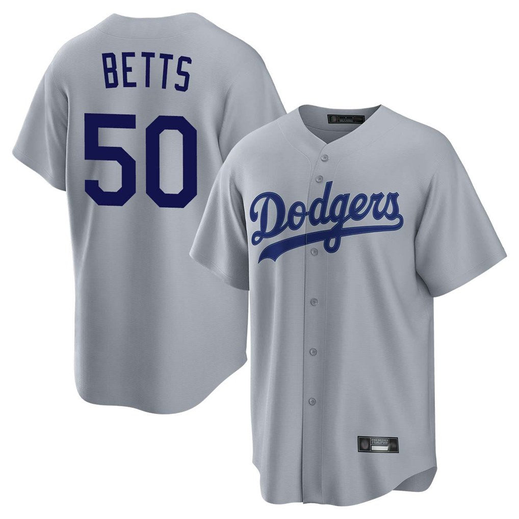 Los Angeles Dodgers #50 Mookie Betts Player Gray FEDASGOGE Game Stitched Jerseys