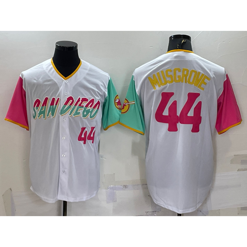 San Diego Padres #44 Joe Musgrove White FEDASGOGE Number 2022 City Connect Cool Base Stitched Jersey
