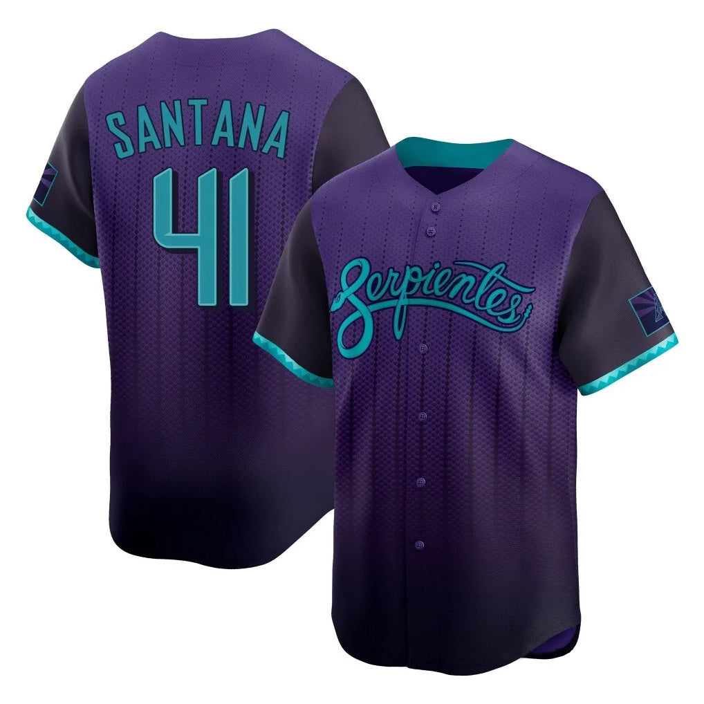 Arizona Diamondbacks #41 Carlos Santana Player Purple FEDASGOGE City Connect Limited Home Game Stitched Jerseys