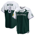 Colorado Rockies #8 Ryan Ritter Player Green FEDASGOGE City Connect Home Game Stitched Jerseys