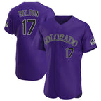 Colorado Rockies #17 Todd Helton Player Purple FEDASGOGE Limited Elite Home Stitched Jerseys