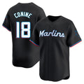 Miami Marlins #18 Griffin Conine Player Black FEDASGOGE Home Limited Stitched Jerseys