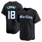 Miami Marlins #18 Griffin Conine Player Black FEDASGOGE Home Limited Stitched Jerseys